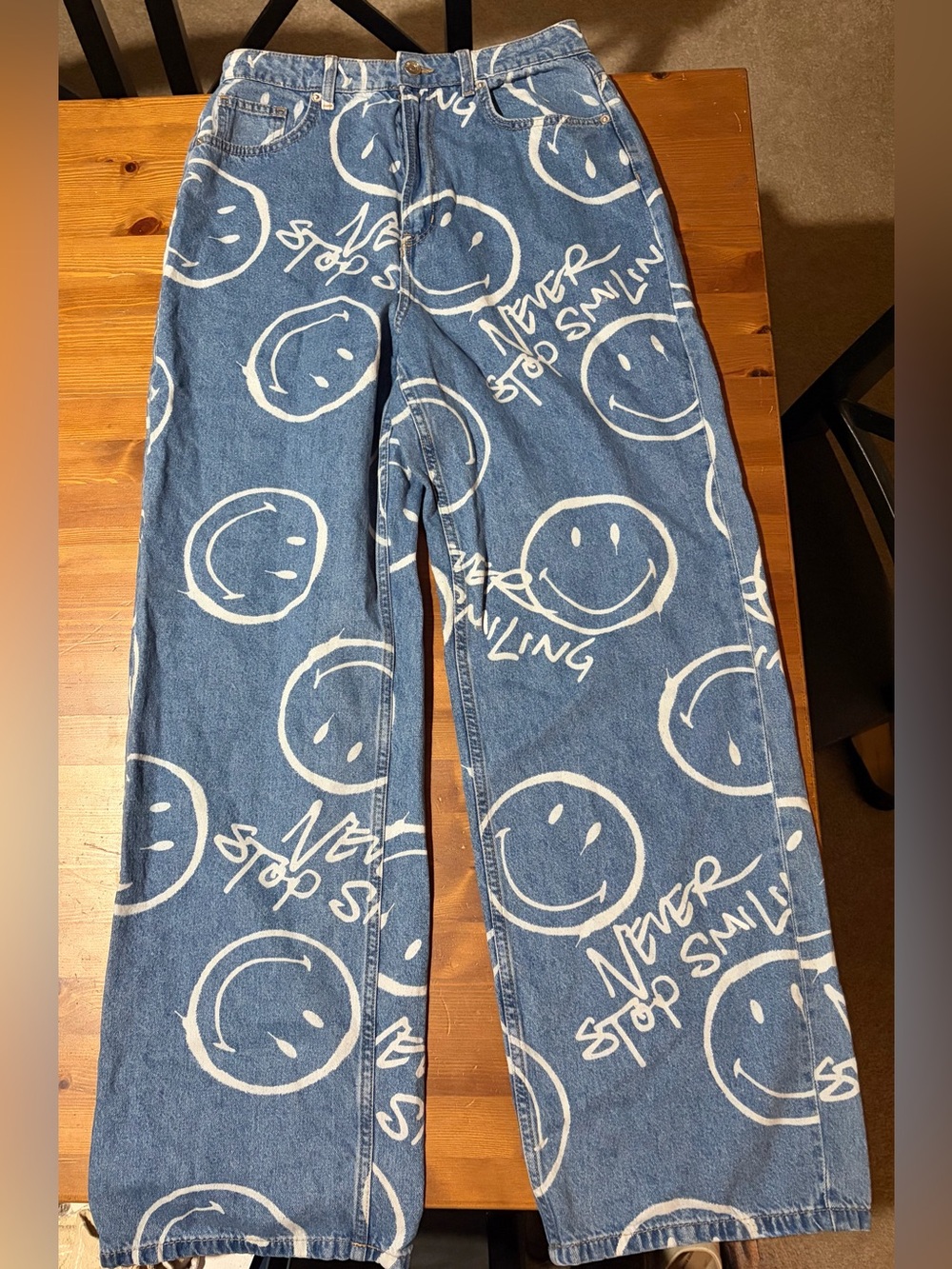 Smiley x H&M High-Rise Blue Wide-Leg Jeans - Picture 3 of 5